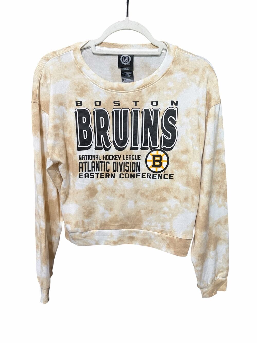 Boston Bruins NHL Youth XL 14/16 Tie Dye Cropped Long Sleeve Graphic Top